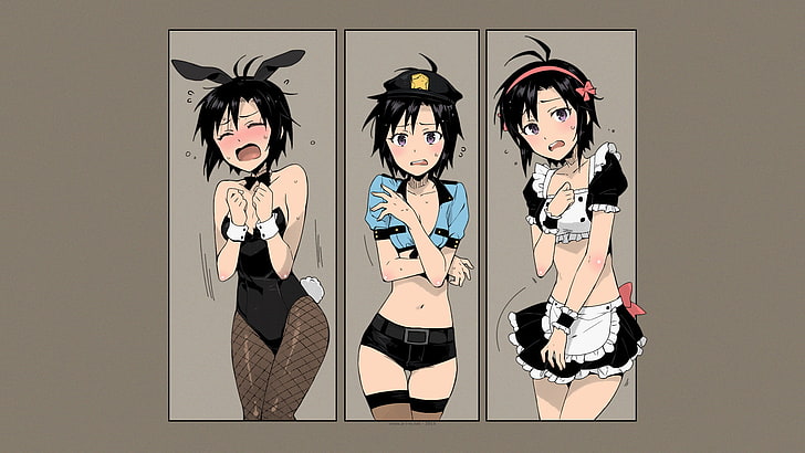 black-haired female anime character, Kikuchi Makoto, Miyamoto Smoke, HD wallpaper